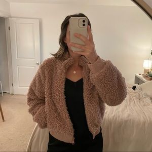 Imagine it Yours dusty pink sherpa bomber jacket